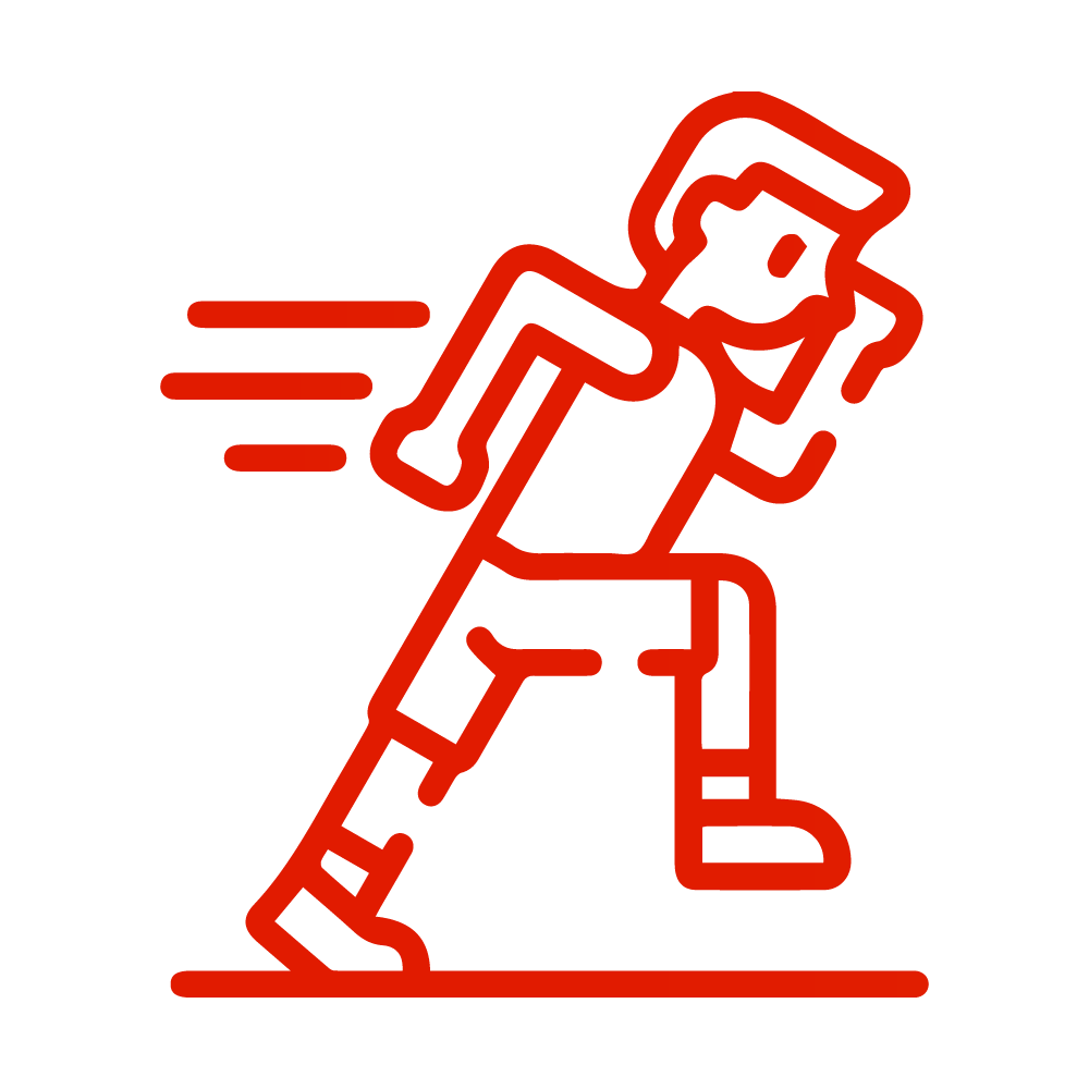 Icono rojo de un hombre corriendo