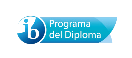 Logo del Programa del Diploma del Bachillerato Internacional, en colores azul claro, azul oscuro y blanco