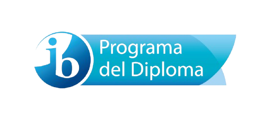 Logo del Programa del Diploma del Bachillerato Internacional, en colores azul claro, azul oscuro y blanco